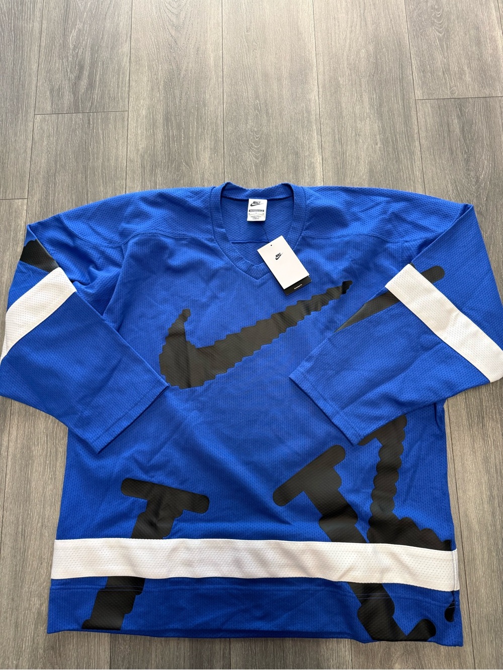 Nike Hockey Jersey Mens M Blue Black White Club Varsity Oversized HV1147-480 New